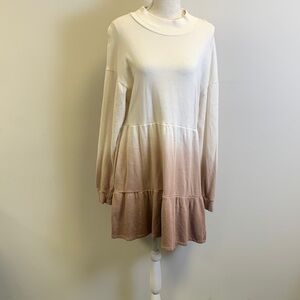 Wild Fable Ombre Cream and Tan Long Sleeve Dress